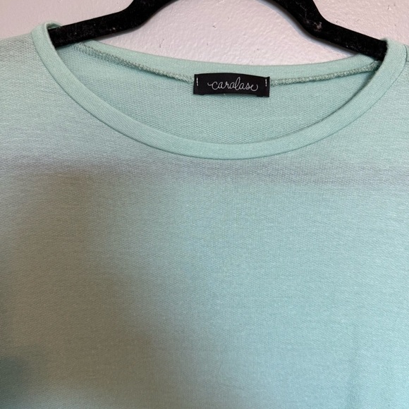 Caralase Light Pink Long Sleeve Mint Green Top Size Medium - Picture 3 of 6